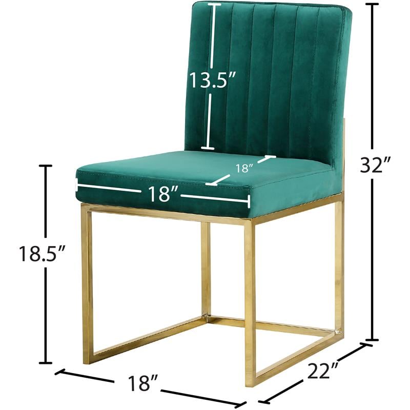 Maklaine Contemporary Upholstered Green Velvet Dining Chair (Set of 2)