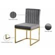 Maklaine Contemporary Upholstered Gray Velvet Dining Chair (Set of 2)