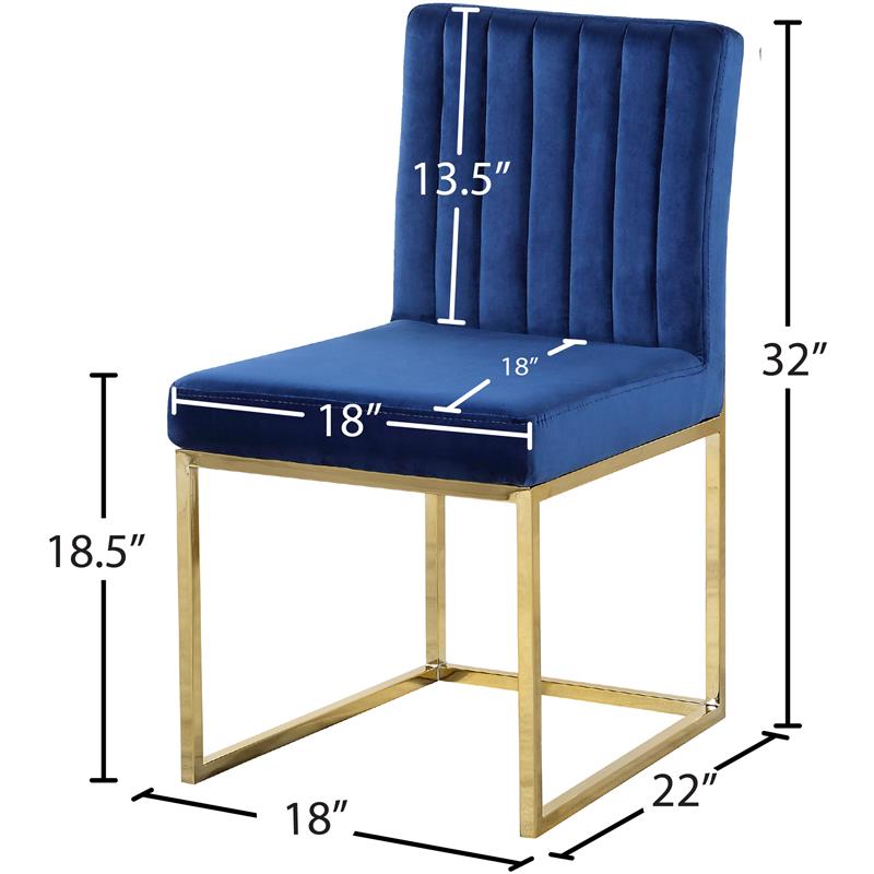 Maklaine Contemporary Upholstered Navy Velvet Dining Chair (Set of 2)
