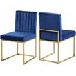 Maklaine Contemporary Upholstered Navy Velvet Dining Chair (Set of 2)