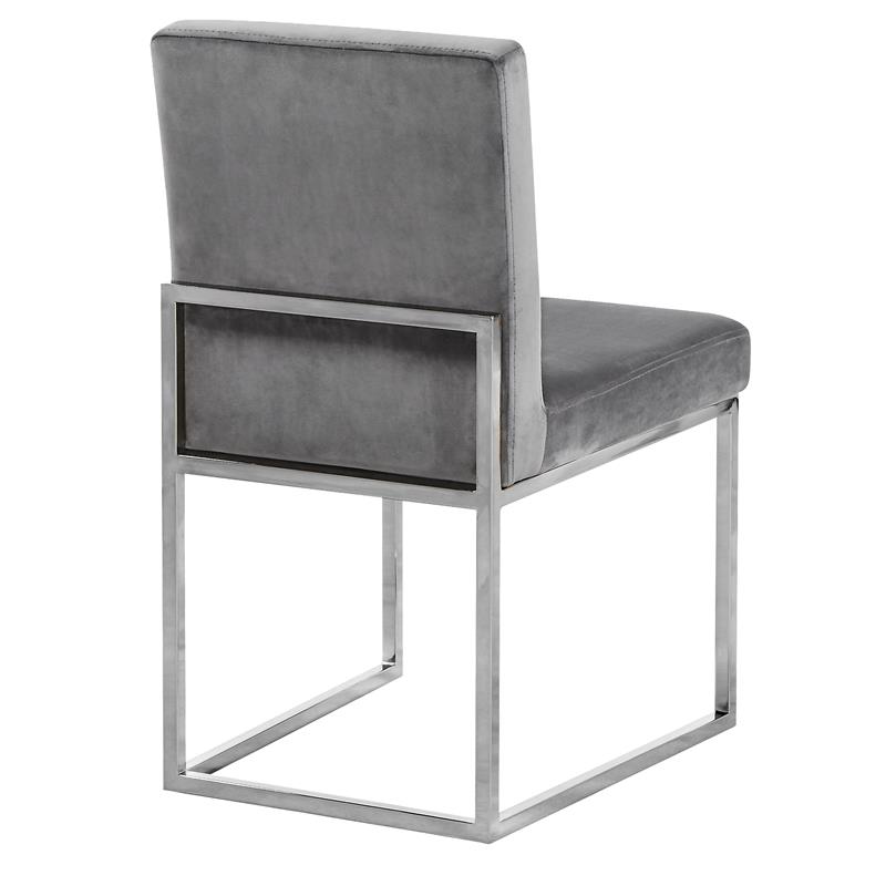 Maklaine Contemporary Upholstered Gray Velvet Dining Chair (Set of 2)