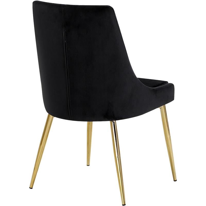 Maklaine Contemporary Upholstered Black Velvet Dining Chair (Set of 2)