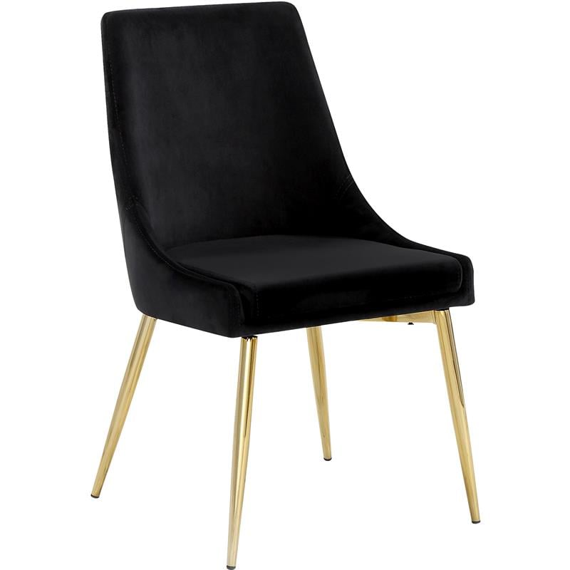 Maklaine Contemporary Upholstered Black Velvet Dining Chair (Set of 2)