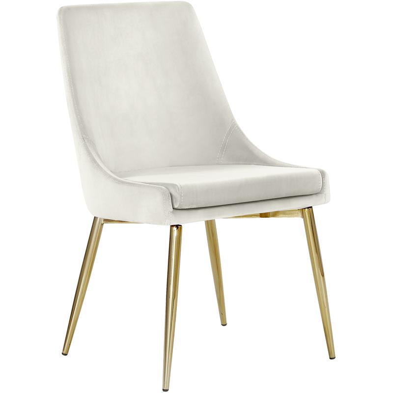 Maklaine Contemporary Upholstered Cream Velvet Dining Chair (Set of 2)