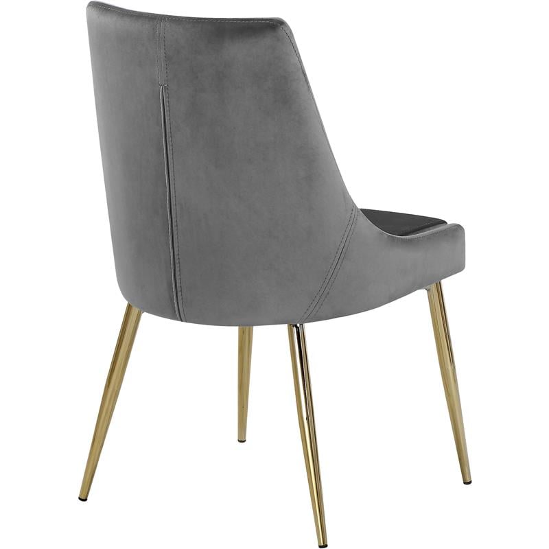 Maklaine Contemporary Upholstered Gray Velvet Dining Chair (Set of 2)