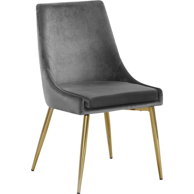 Maklaine Contemporary Upholstered Gray Velvet Dining Chair (Set of 2)