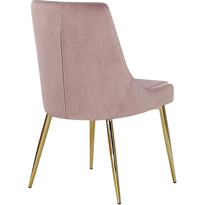 Maklaine Contemporary Upholstered Pink Velvet Dining Chair (Set of 2)
