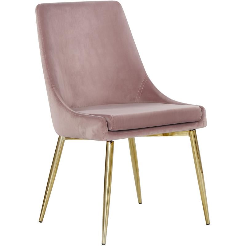 Maklaine Contemporary Upholstered Pink Velvet Dining Chair (Set of 2)