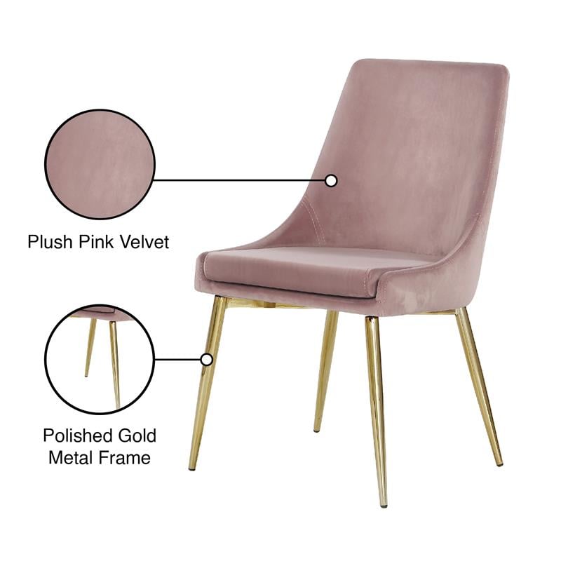 Maklaine Contemporary Upholstered Pink Velvet Dining Chair (Set of 2)