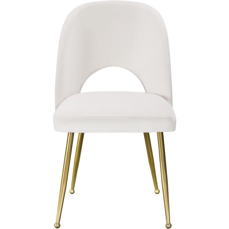 Maklaine Contemporary Upholstered Cream Velvet Dining Chair (Set of 2)