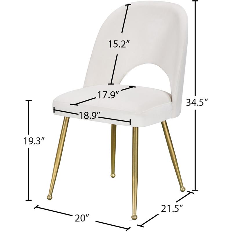 Maklaine Contemporary Upholstered Cream Velvet Dining Chair (Set of 2)