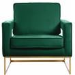 Maklaine Modern Green Velvet Accent Chair with Gold Iron Base