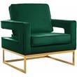 Maklaine Modern Green Velvet Accent Chair with Gold Iron Base