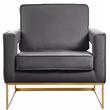 Maklaine Modern Gray Velvet Accent Chair with Gold Iron Base