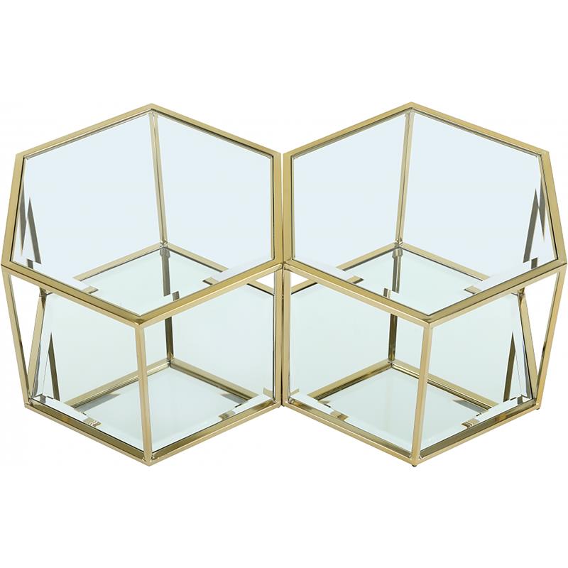 Maklaine Modular Stainless Steel and Glass 2 Piece Coffee Table