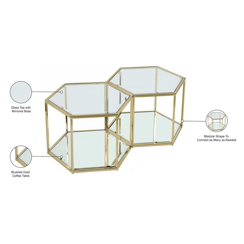 Maklaine Modular Stainless Steel and Glass 2 Piece Coffee Table