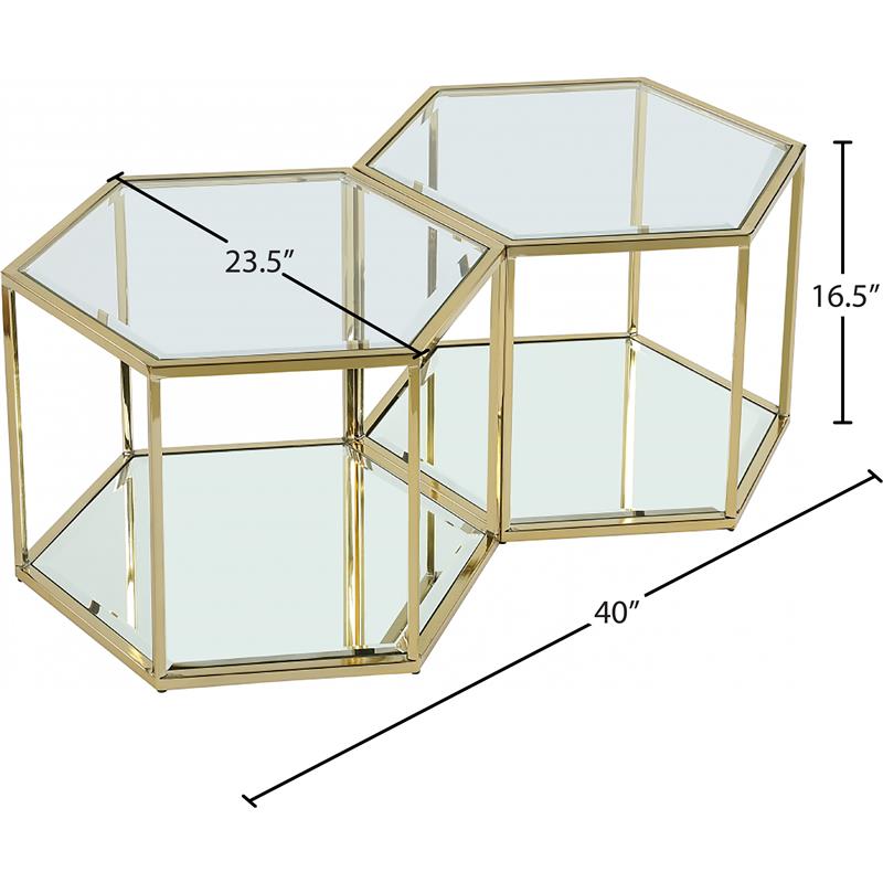Maklaine Modular Stainless Steel and Glass 2 Piece Coffee Table