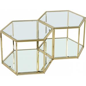 maklaine modular stainless steel and glass 2 piece coffee table