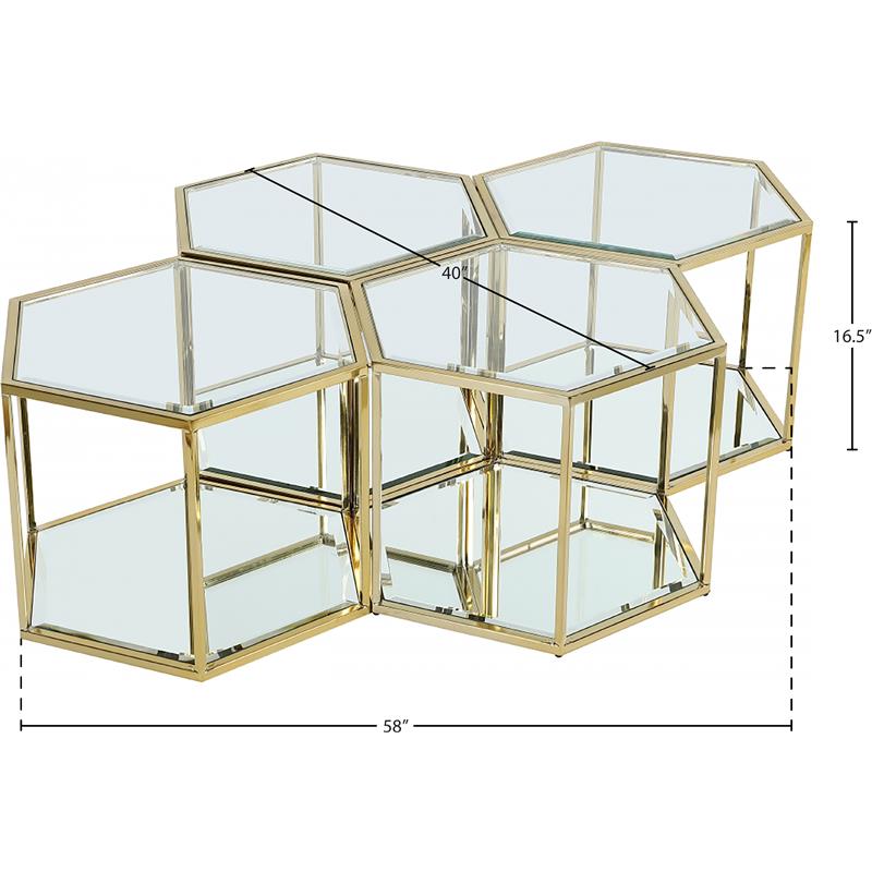 Maklaine Modular Stainless Steel and Glass 4 Piece Coffee Table