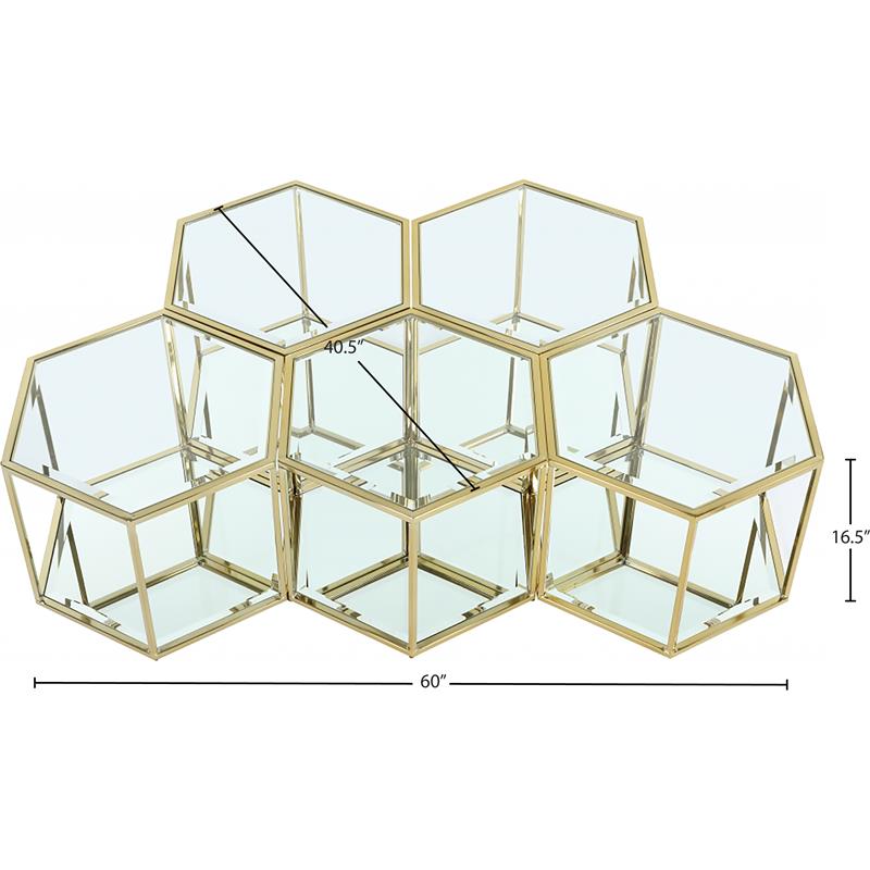 Maklaine Modular Stainless Steel and Glass 5 Piece Coffee Table