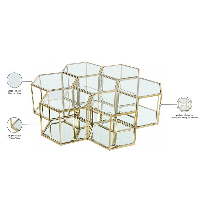 Maklaine Modular Stainless Steel and Glass 7 Piece Coffee Table