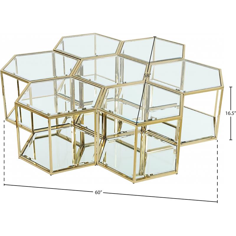 Maklaine Modular Stainless Steel and Glass 7 Piece Coffee Table