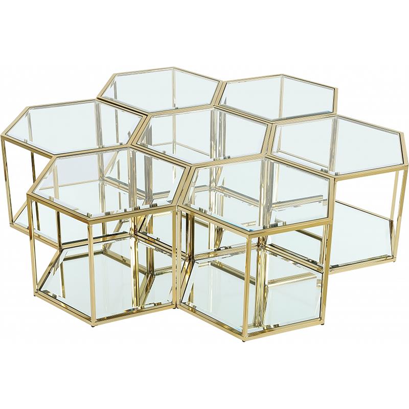 Maklaine Modular Stainless Steel and Glass 7 Piece Coffee Table