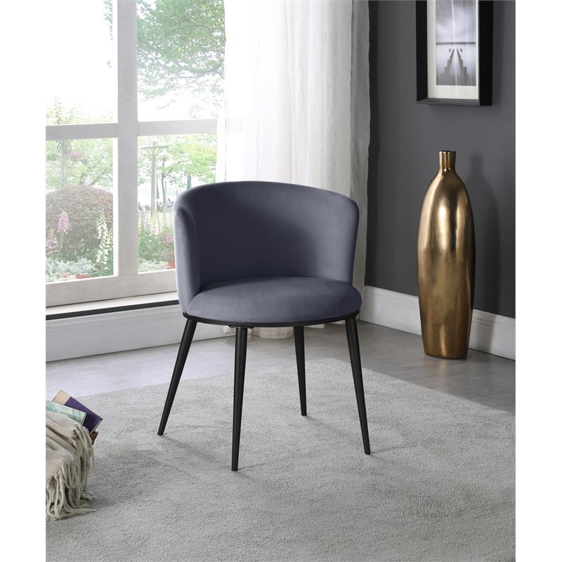 Maklaine Contemporary Soft Gray Velvet Dining Chair (Set of 2)
