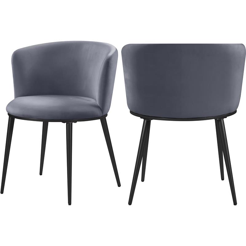 Maklaine Contemporary Soft Gray Velvet Dining Chair (Set of 2)