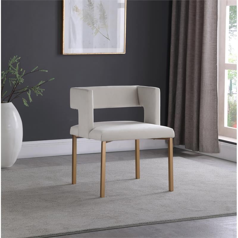 Maklaine Contemporary Soft Cream Velvet Dining Chair (Set of 2)