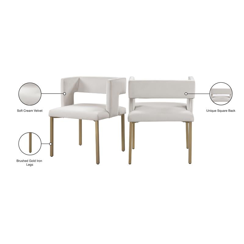 Maklaine Contemporary Soft Cream Velvet Dining Chair (Set of 2)