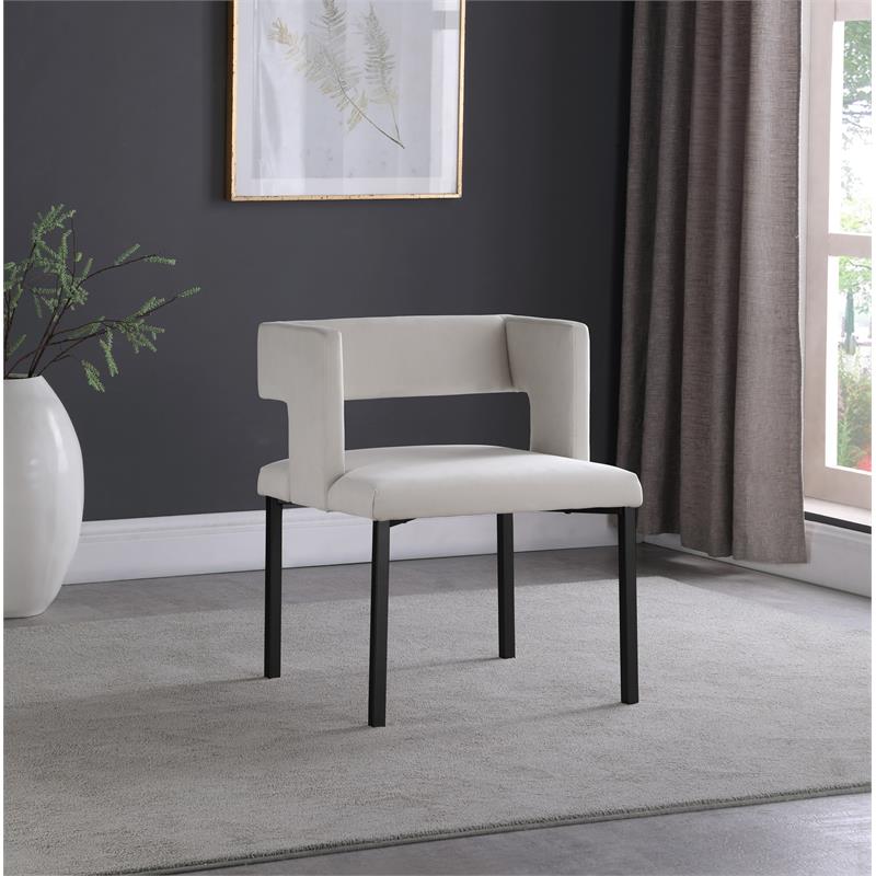 Maklaine Contemporary Soft Cream Velvet Dining Chair (Set of 2)