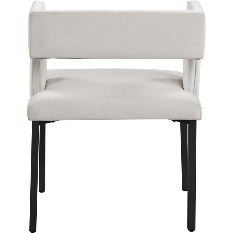Maklaine Contemporary Soft Cream Velvet Dining Chair (Set of 2)