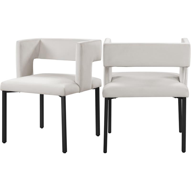 Maklaine Contemporary Soft Cream Velvet Dining Chair (Set of 2)