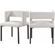 Maklaine Contemporary Soft Cream Velvet Dining Chair (Set of 2)