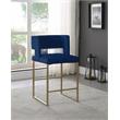Maklaine Contemporary Soft Navy Velvet Counter Stool (Set of 2)