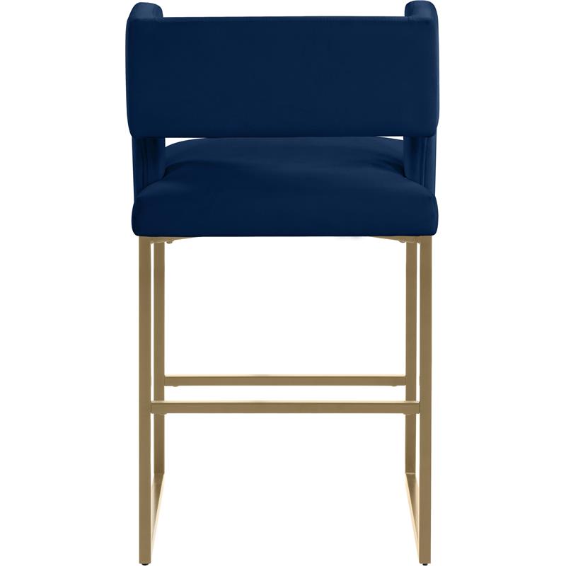 Maklaine Contemporary Soft Navy Velvet Counter Stool (Set of 2)