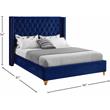 Maklaine Contemporary Deep Detailed Tufted Navy Velvet Full Bed