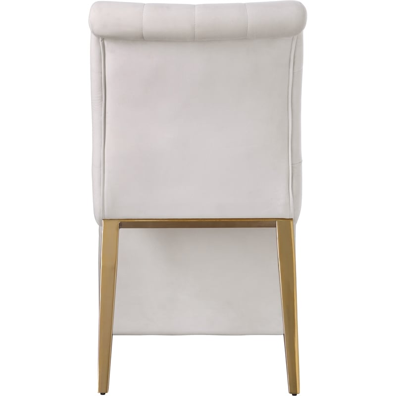 Maklaine Contemporary Soft Cream Velvet Dining Chair (Set of 2)