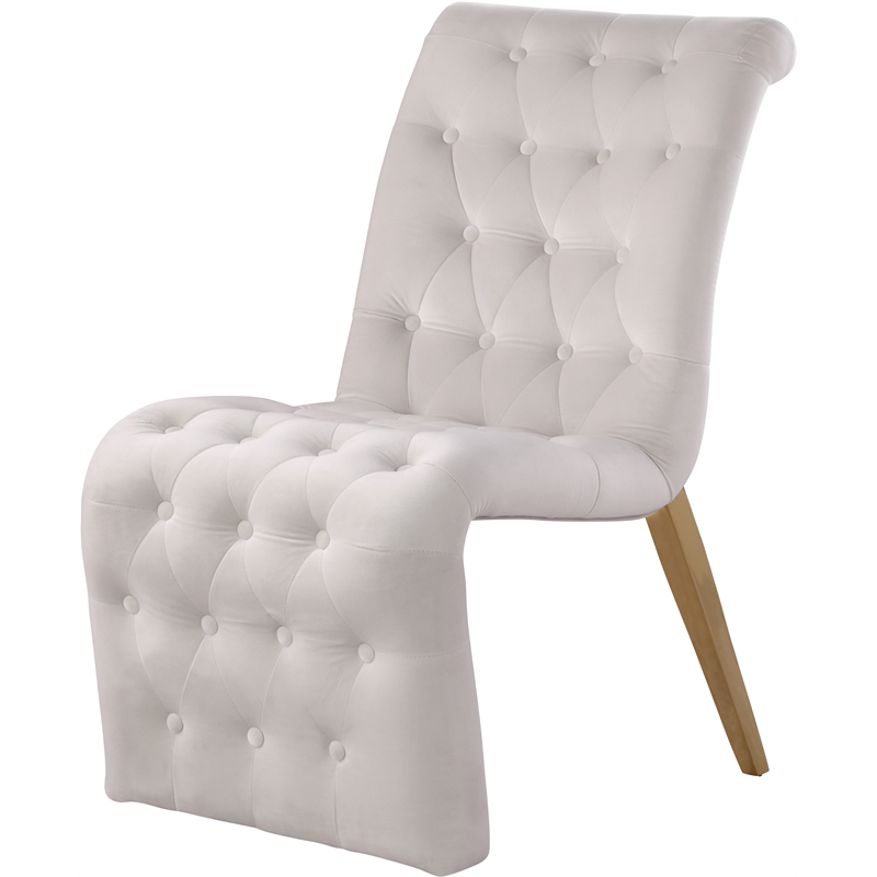 Maklaine Contemporary Soft Cream Velvet Dining Chair (Set of 2)