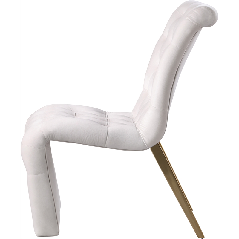 Maklaine Contemporary Soft Cream Velvet Dining Chair (Set of 2)