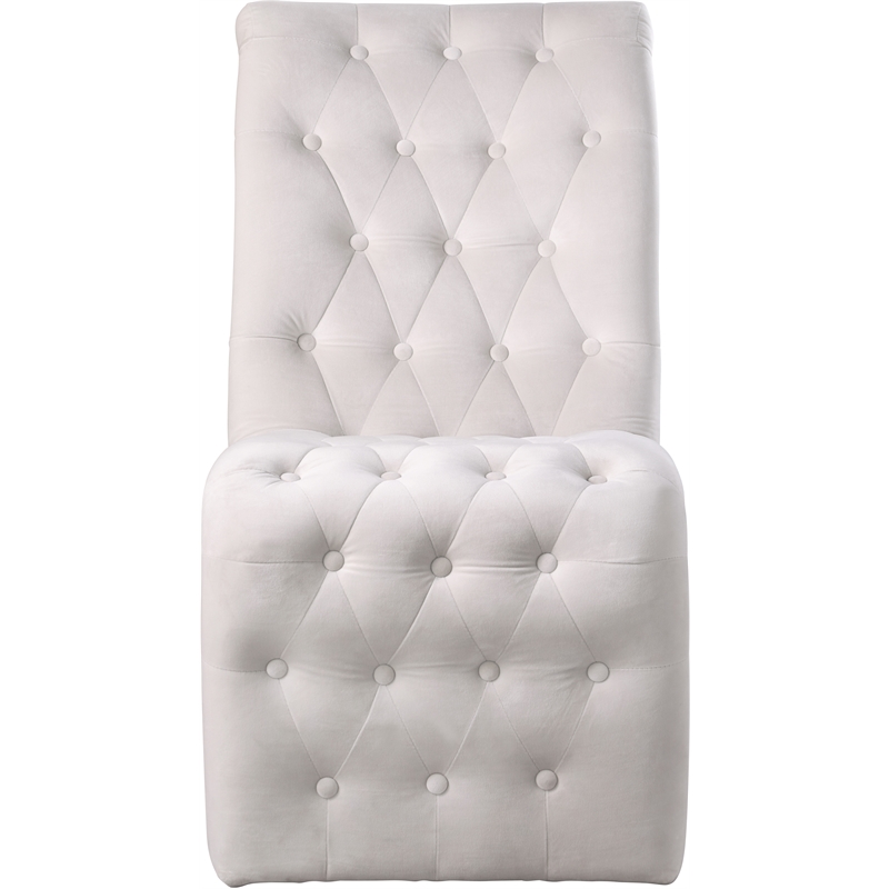 Maklaine Contemporary Soft Cream Velvet Dining Chair (Set of 2)