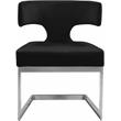 Maklaine Contemporary Black Velvet Dining Chair with Rich Chrome Metal Base