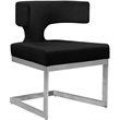 Maklaine Contemporary Black Velvet Dining Chair with Rich Chrome Metal Base