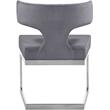 Maklaine Contemporary Gray Velvet Dining Chair with Rich Chrome Metal Base