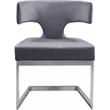 Maklaine Contemporary Gray Velvet Dining Chair with Rich Chrome Metal Base