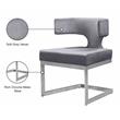 Maklaine Contemporary Gray Velvet Dining Chair with Rich Chrome Metal Base