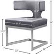 Maklaine Contemporary Gray Velvet Dining Chair with Rich Chrome Metal Base