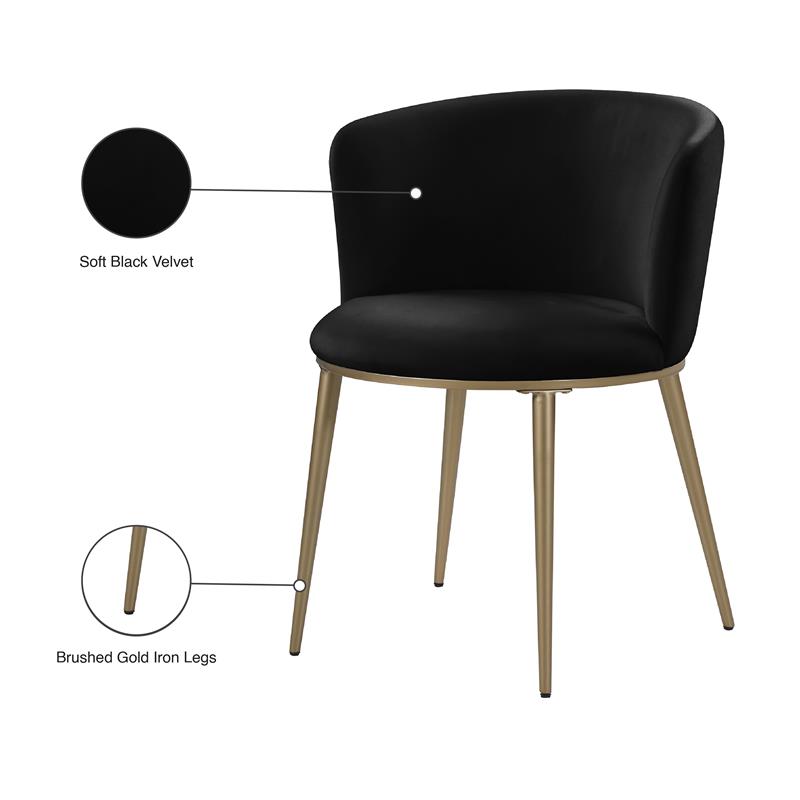 Maklaine Contemporary Soft Black Velvet Dining Chair (Set of 2)