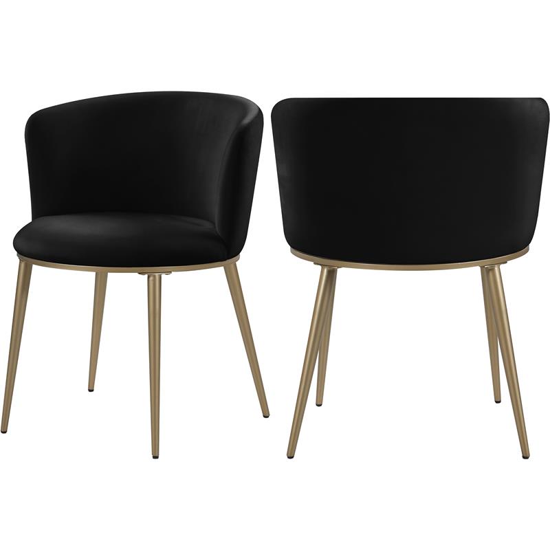 Maklaine Contemporary Soft Black Velvet Dining Chair (Set of 2)